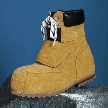 Chunky Couple Style Thick-Soled Height-Increasing Velcro High-Top Outdoor Yellow Boots Ski Boots Snow Boots Martin Boots