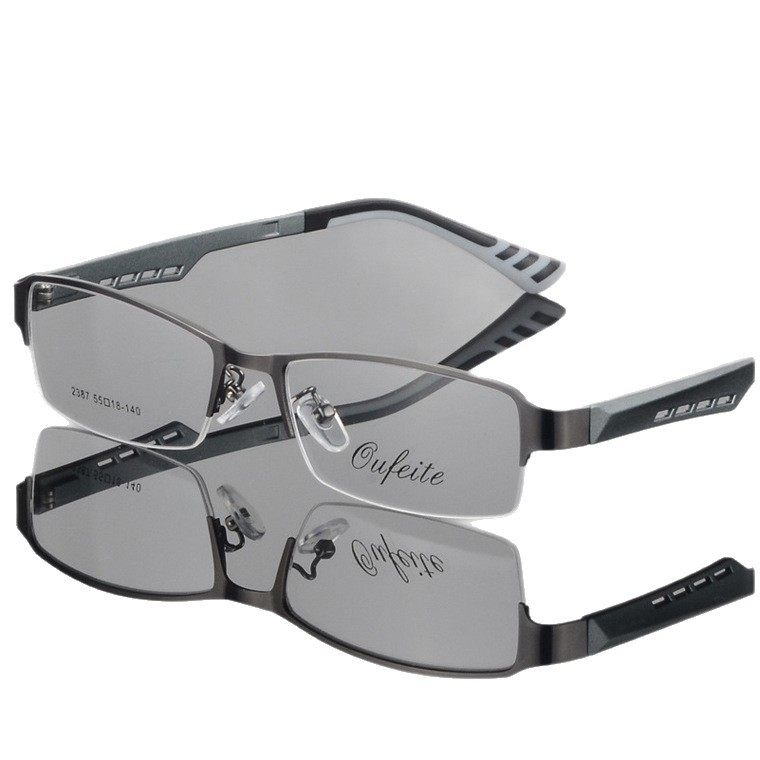 Factory Direct Sales Men's Business Eyeglass Frames Half-Rim Glasses Frame Titanium Alloy Ultra-Light Myopia Tr Temples Business Style