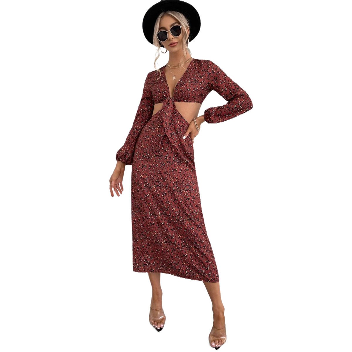 Summer Sexy V Neck Dress Low Cut Elegant Silhouette Lightweight Fabric Perfect for Parties or Casual Outings