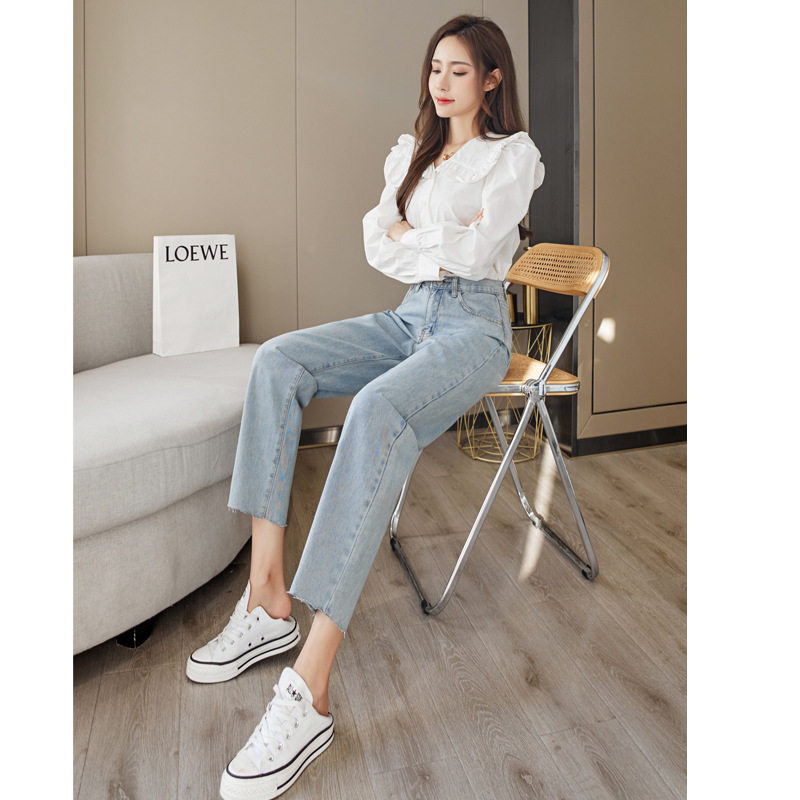 Womens High Waisted Loose Fit Straight Leg Jeans Spring Korean Style Slimming Casual Harem Pants Wholesale Available