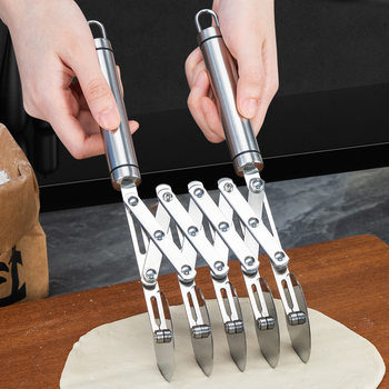 Black wire handle stainless steel multi-wheel fritters knife dough cutter pizza round knife Danish pastry knife kitchen pancake knife