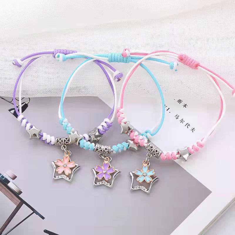 Student Best Friend Three-Person Braided Bracelet Korean Style Simple and Cute Friendship Three-Piece Set Pure Handmade Colorful Rope Wholesale