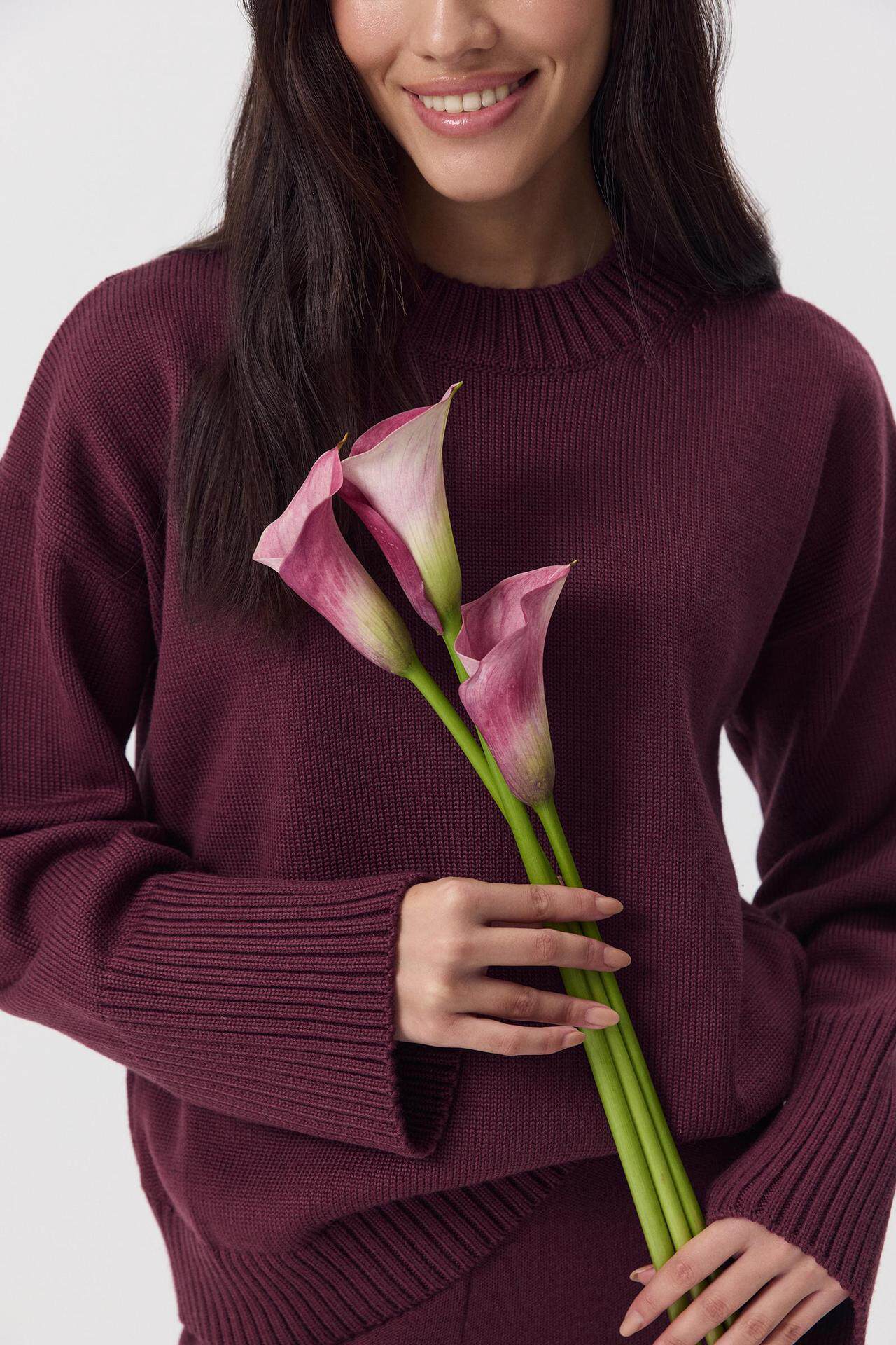 Loose Fit Round Neck Cotton Sweater for Women Solid Color Knitted Long Sleeve Spring and Autumn Casual Wear