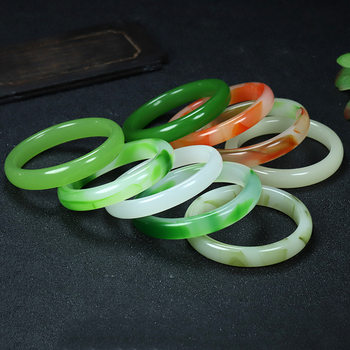 Factory wholesale imitation jade bracelet stall supply large narrow strip imitation Hetian jade various color bracelet gift