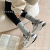 Women's Mid-Calf Socks Paired with Shark Pants, Trendy Ins Influencer Letter New Spring and Autumn Long Socks