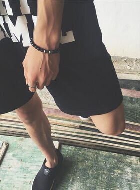 欧美潮牌黑金刚火山石手链