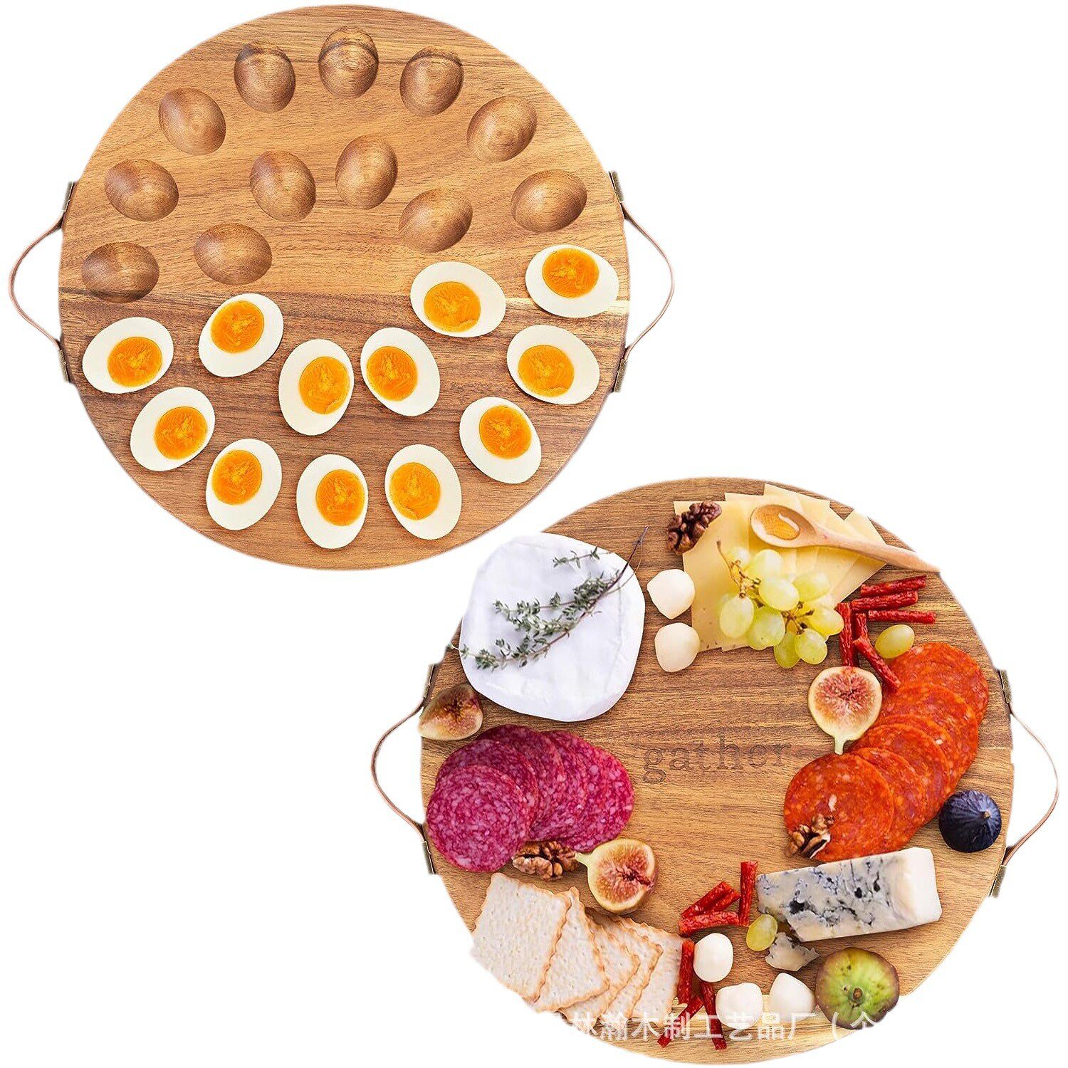 Modern Simple Wooden Egg Storage Tray Home Kitchen Egg Fixed Storage Rack Round Divided Egg Tray