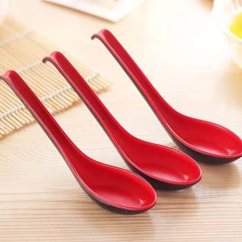 Manufacturer's Red and Black Spoon Is Easy to Use Melamine Black and Red Two-Color Spoon Two-Color Hooked Spoon Kitchen Tableware Spoon Practical