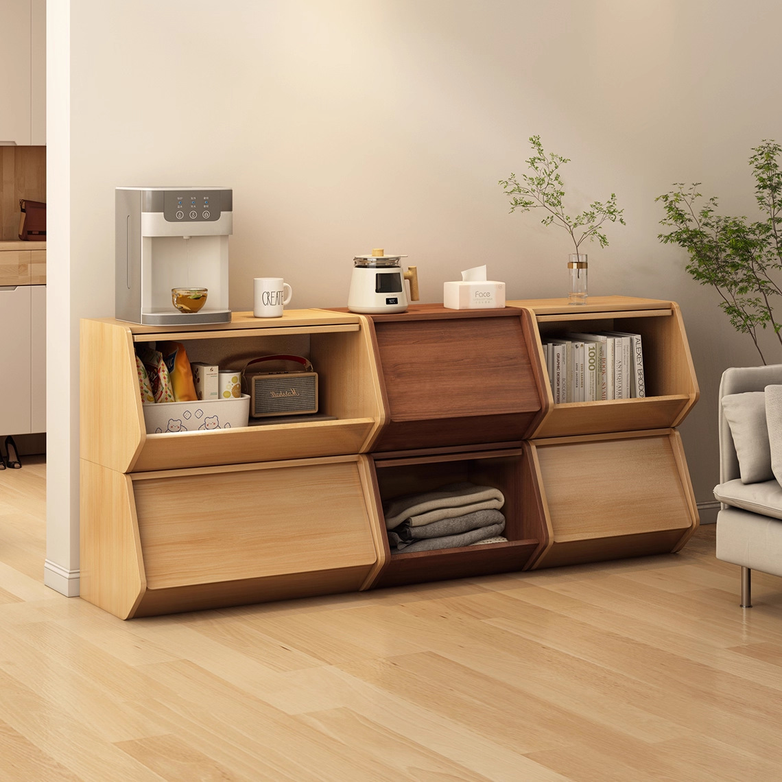 收纳柜储物柜边柜矮柜家用客厅置物柜组合柜小型床头柜大容量书柜