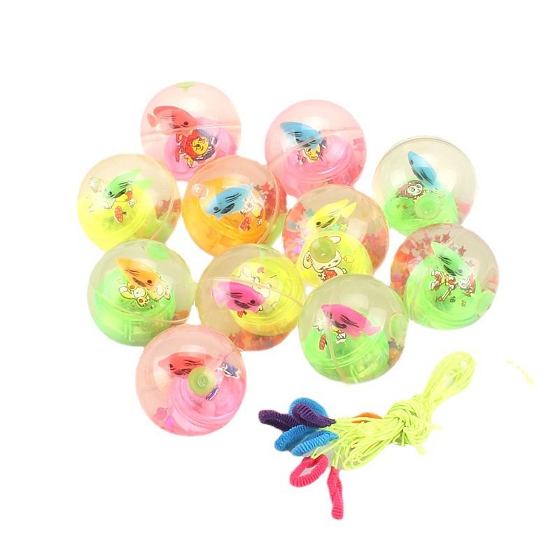 Glowing Bouncy Ball Children's Ball Bouncing Toy Ball Luminous Ball Flash Jumping Ball with Rope Crystal Ball Wholesale