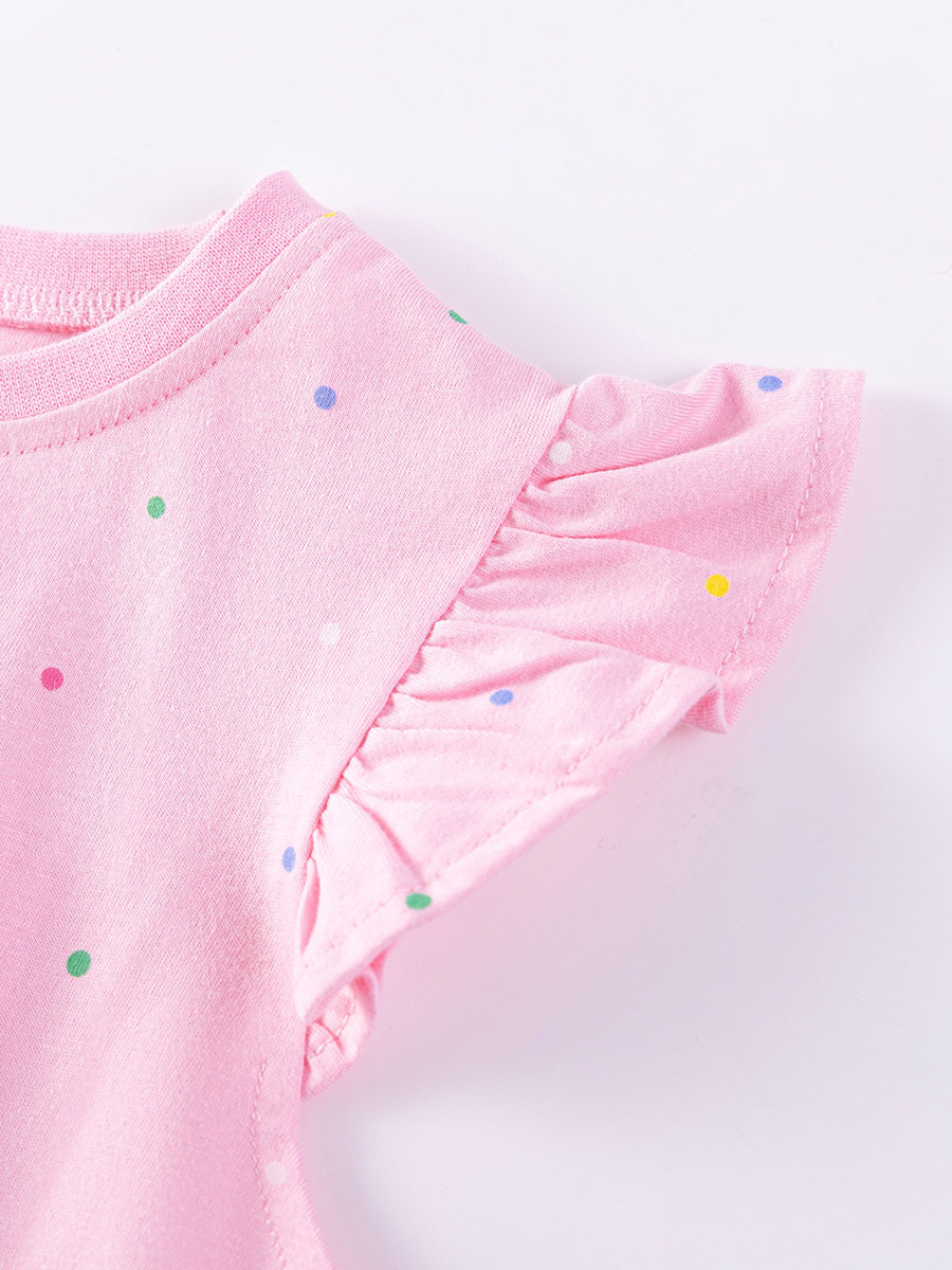 Girls' Tulle Dress, Summer Short-sleeve Kids' Dress, Cartoon Cotton Kids' Dress