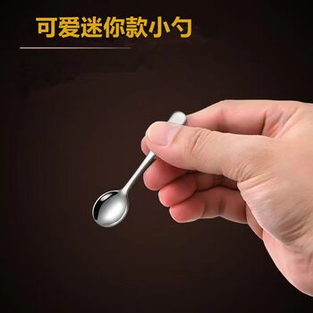 Cross-Border Hot-Selling 7.5cm Mini Seasoning Spoon 304 Stainless Steel Small Round Spoon Dessert Spoon Household Extra Small Salt Spoon