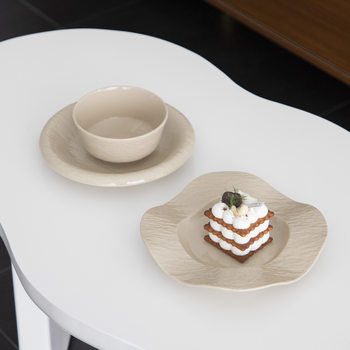 Creative Nordic Ceramic Bowl and Plate Stone Pattern Solid Color Disc Irregular Plate Amazon Foreign Trade Hotel Household Dish Plate