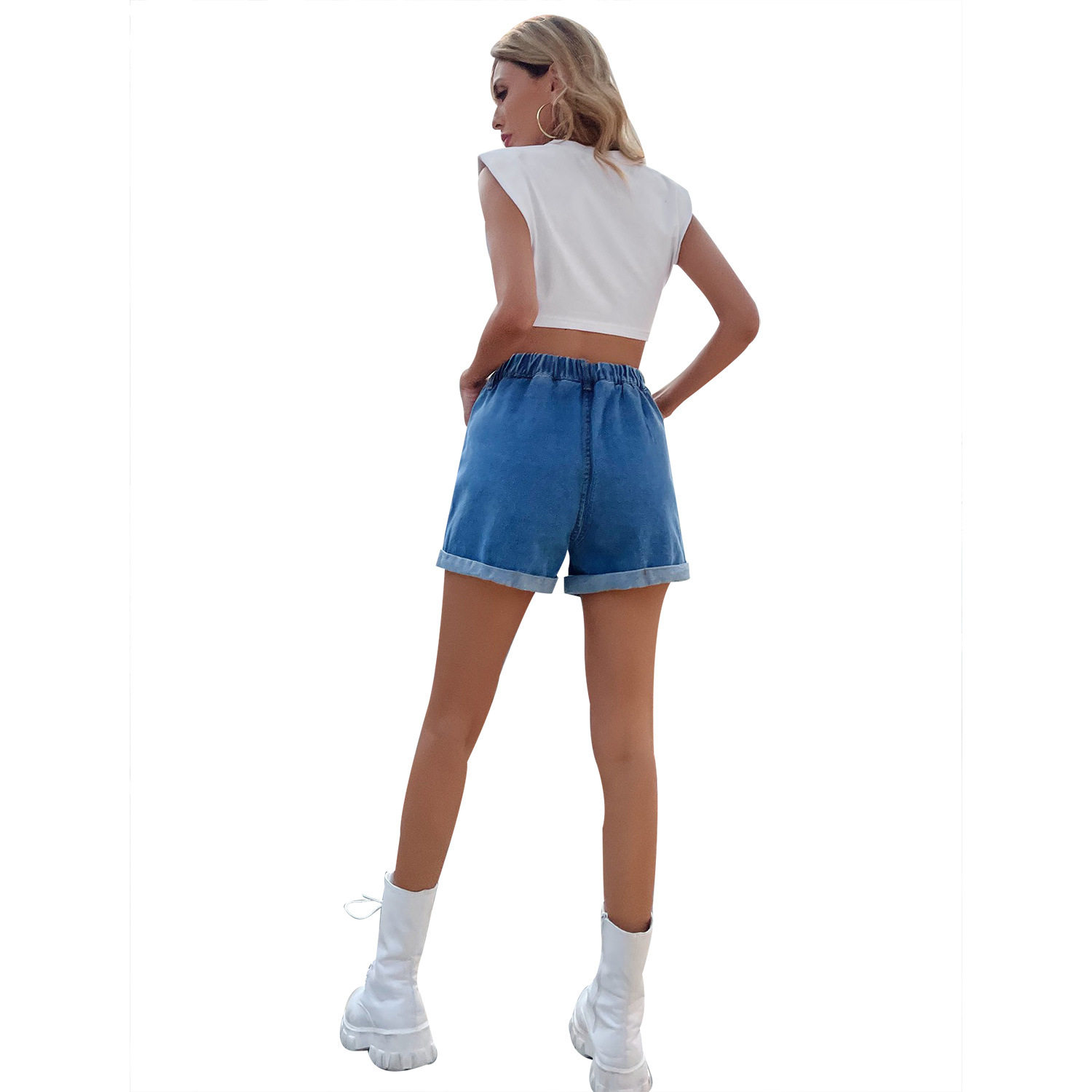 High Waisted Loose Fit Womens Denim Shorts Slimming Casual Style Perfect for Spring and Summer Wholesale Available