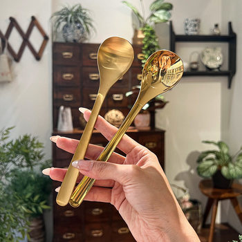 Japanese 304 Stainless Steel Spoon Curry Spoon Eating Spoon Gold Titanium Plated Dessert Stirring Spoon Tableware