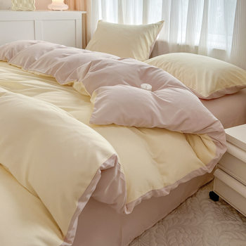 Carefully Selected Solid Color Four-Piece Set, Simple Duvet Cover, Brushed Cotton Quilt Cover, Washed Cotton Student Dormitory Bedding Wholesale for Winter