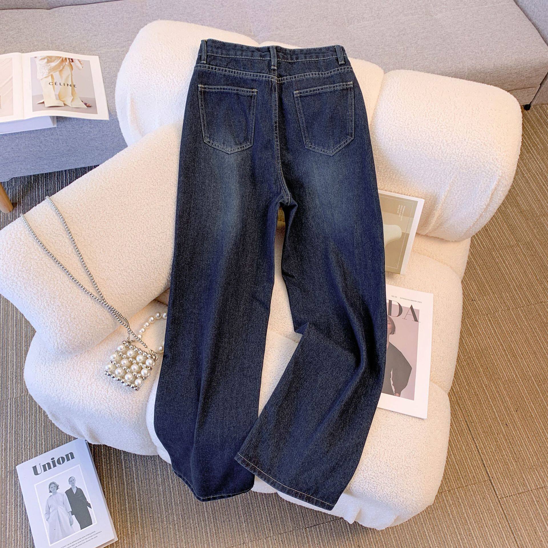 High Waisted Vintage Straight Leg Jeans for Women Plus Size Loose Fit Flattering for Pear Shaped Figures Spring Fall