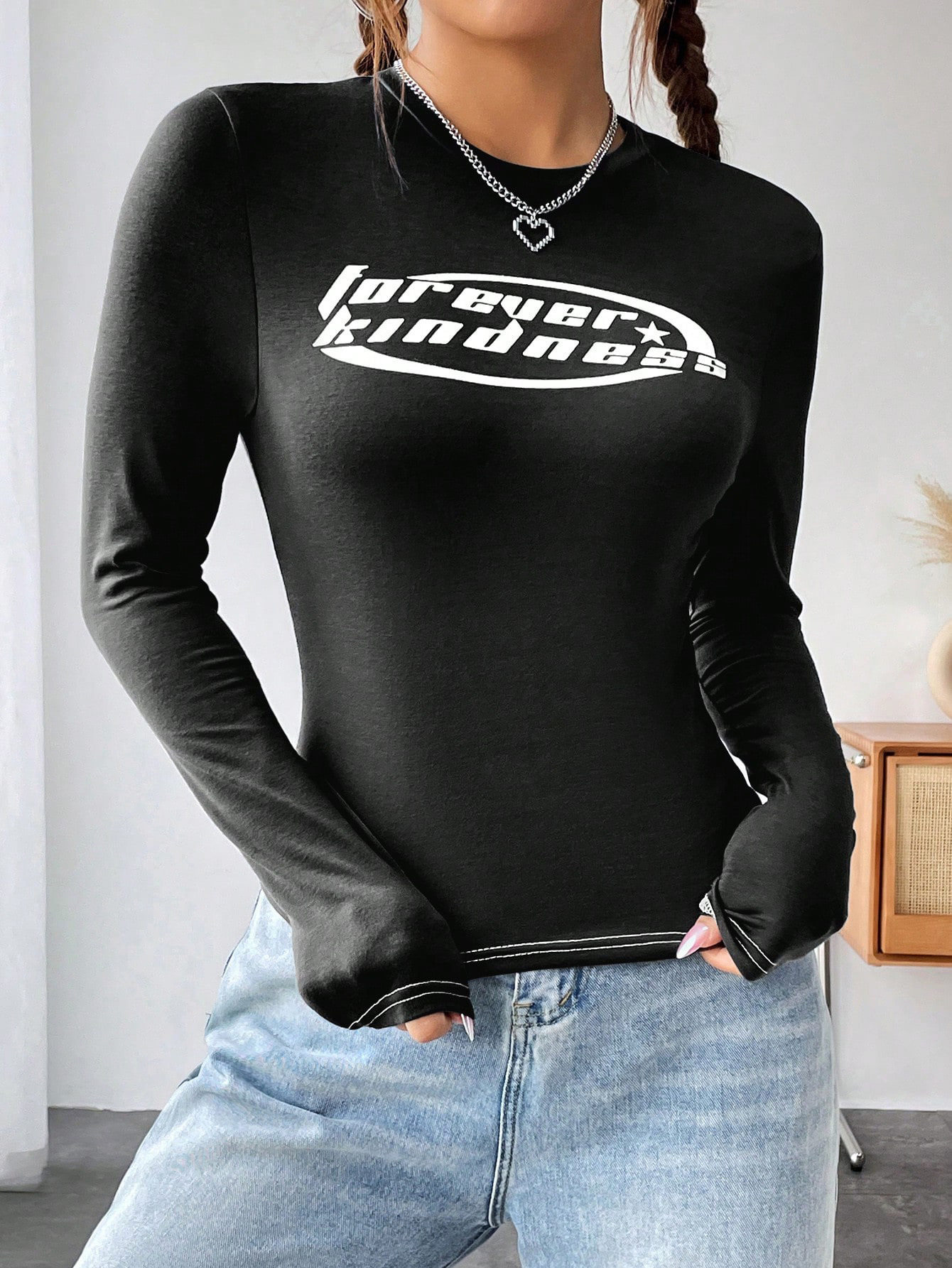 Fashionable Womens Long Sleeve T Shirt Round Neck Printed Casual Style Perfect for Everyday Wear Wholesale