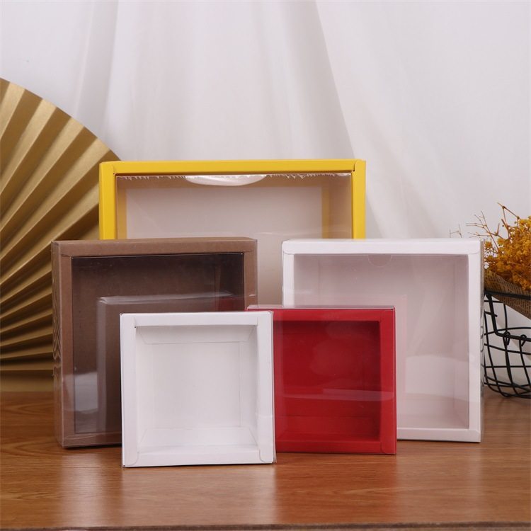 PVC transparent thickened square rectangular cowhide cover packaging storage color box drawer box printed LOGO