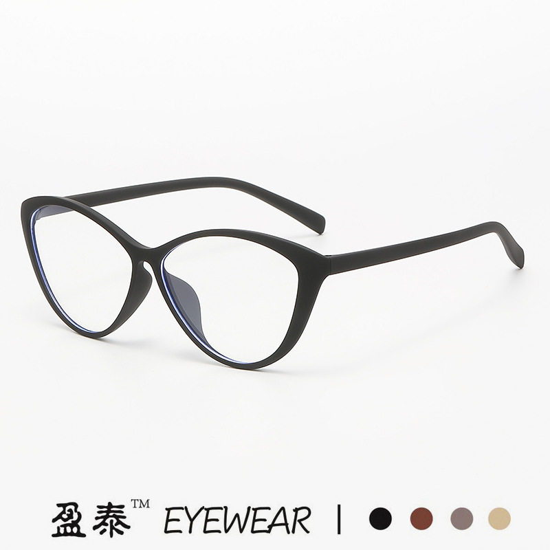 European and American Foreign trade TR90 ultra-light cat eye myopia glasses frame female ins plain retro anti-blue light plain glasses frame