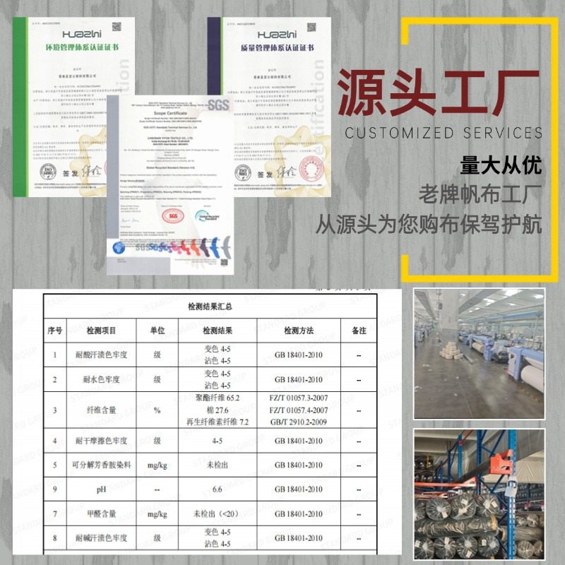 Polyester-Cotton 5 to 16 Canvas Plain Natural Color Semi-Bleached Black in Stock Environmentally Friendly Grs Renewable and European Standard Compliant