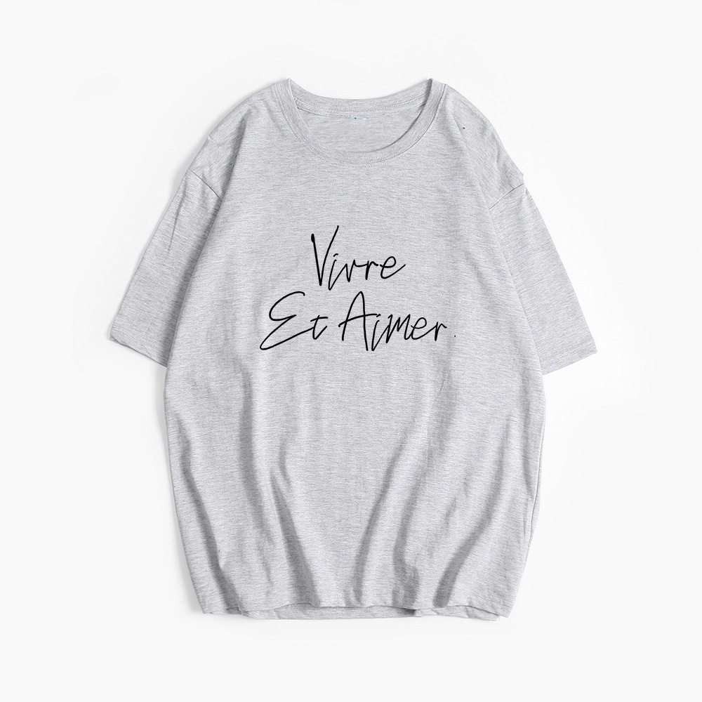 Womens Summer Loose Fit Cotton T Shirt Graphic Print Round Neck Short Sleeve Casual Wear Wholesale Available