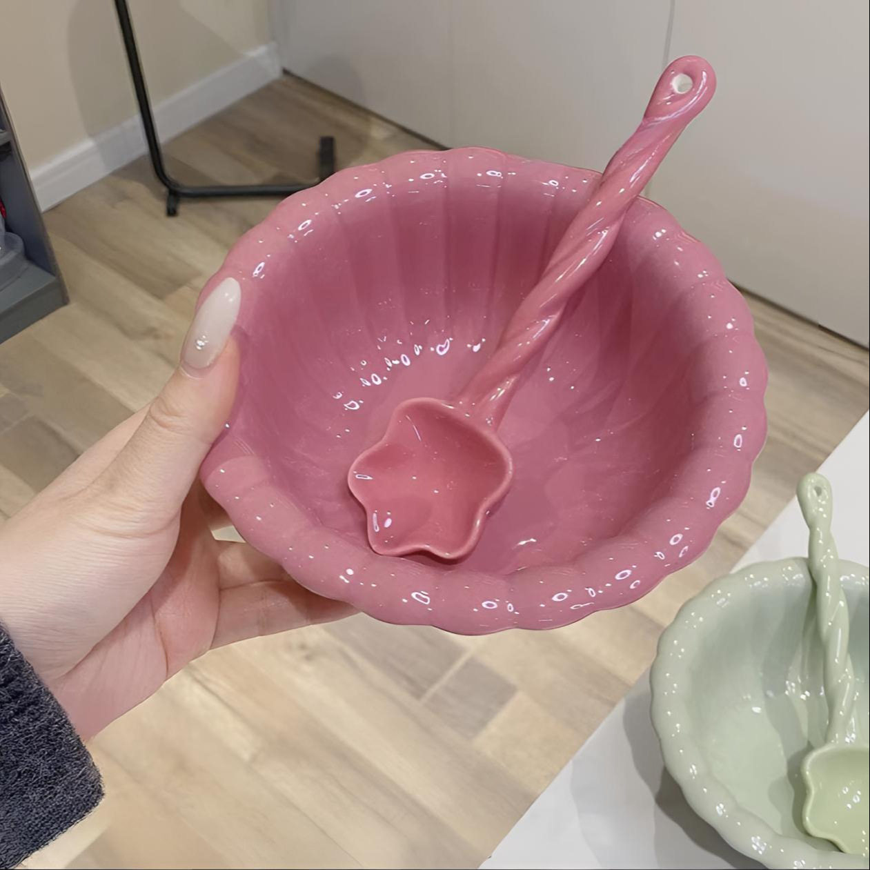 Ins Fengyunduo Dessert Bowl Ceramic Tableware Pure Color Cream Style Rice Bowl Fruit Plate Household High-Value Salad Bowl