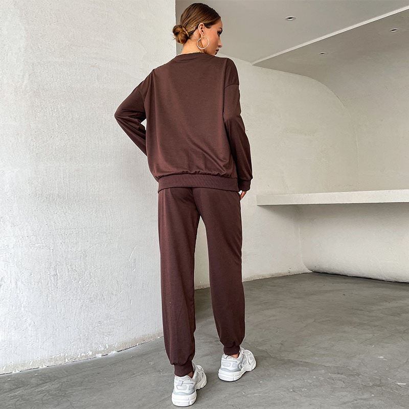 Womens Long Sleeve Letter Print Hoodie and Pants Set Stylish Comfortable Casual Wear Wholesale Available