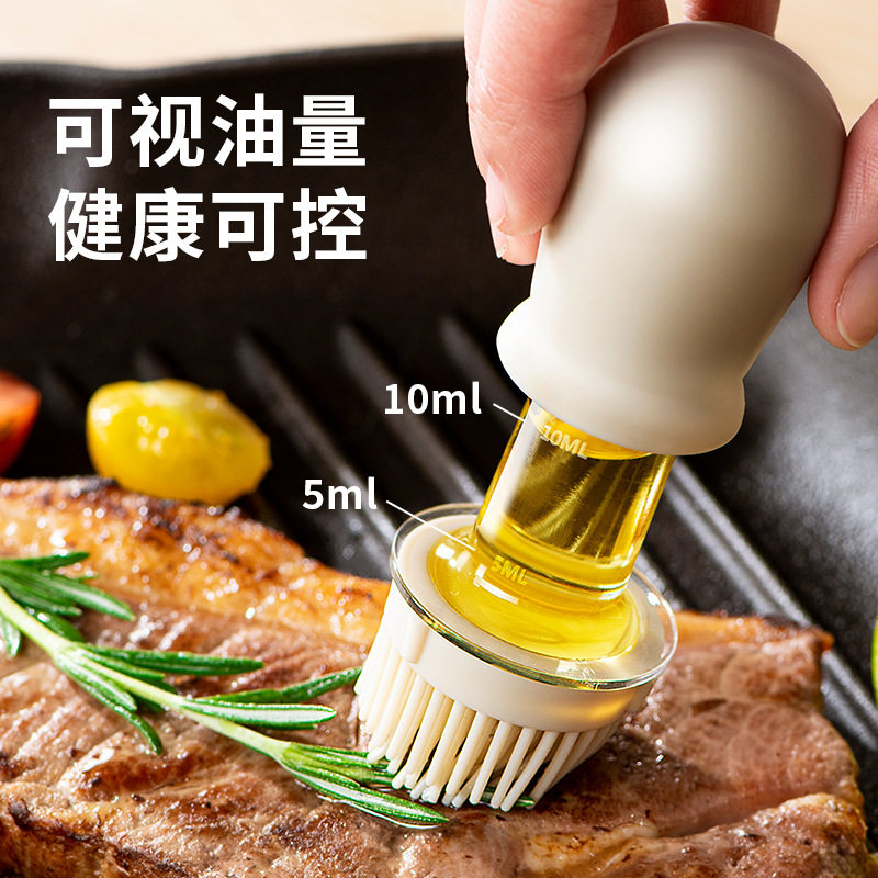 Self-designed oil storage brush high temperature resistant oil bottle integrated glass pancake barbecue brush oil brush with bottle silicone brush