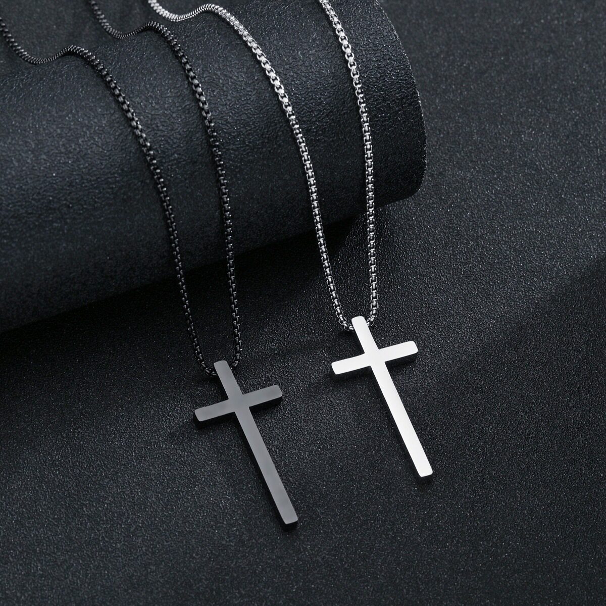 Cross-border European and American Cross Necklace Men's Simple Fashion Long Pendant Color-free Woolen Chain All-match Accessories Women