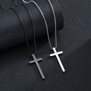 Cross-border European and American Cross Necklace Men's Simple Fashion Long Pendant Color-free Woolen Chain All-match Accessories Women
