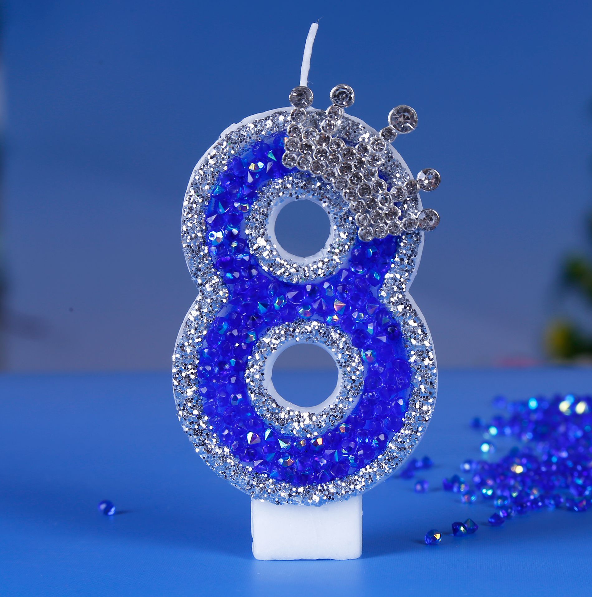 Оптовая продажа нового продукта цифровая свеча dream blue style birthday cake party Aliexpress Amazon handmade luminous