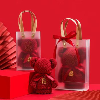 Bear Shaped Towel Coral Velvet Cartoon Square Towel Holiday Cute Souvenir Wedding Supplies Event Opening Gift