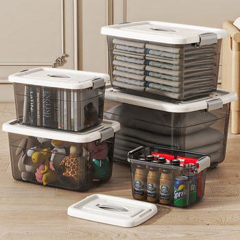 Transparent Storage Box Finishing Box Plastic Box Lid Portable Car Storage Box Large and Small Clothes Storage Box