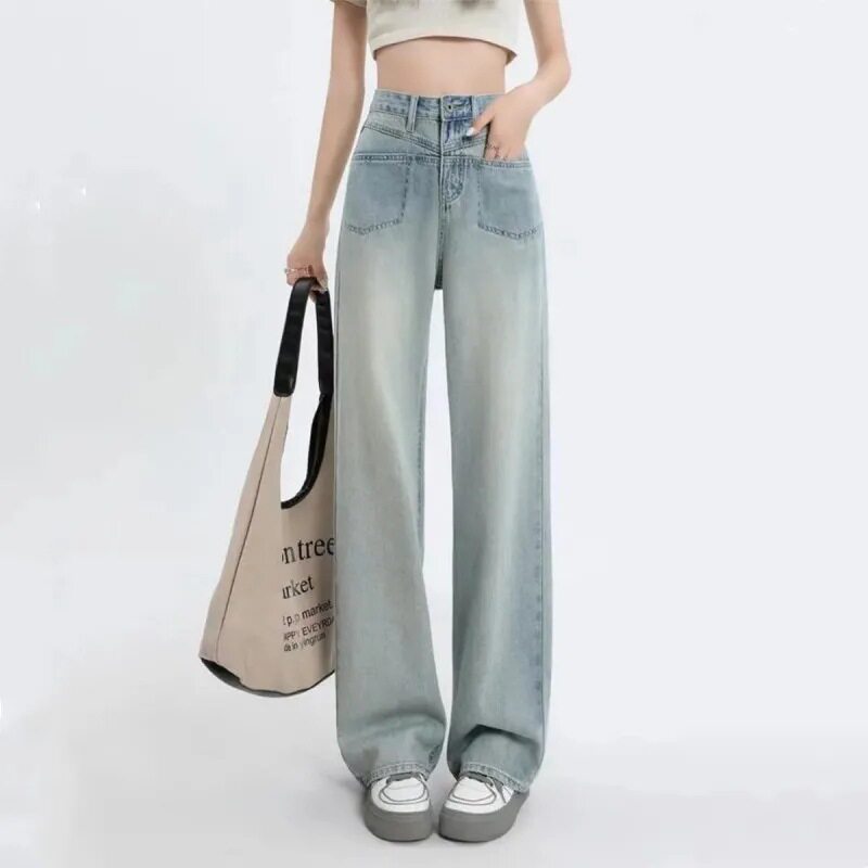 High Waisted Loose Fit Womens Denim Jeans Slimming Versatile Trendy Casual Wear for Students Wholesale Available