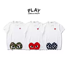 Play Heart Japanese Style Fresh High Street Loose Youth Couple Round Neck Pullover Casual Commuting Ins Short Sleeve