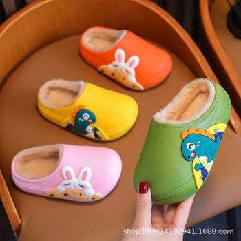 Children's Cotton Slippers Winter Children's Slippers Boys and Girls Cartoon Cute Warm Waterproof Non-Slip Home Parent-Kids Shoes
