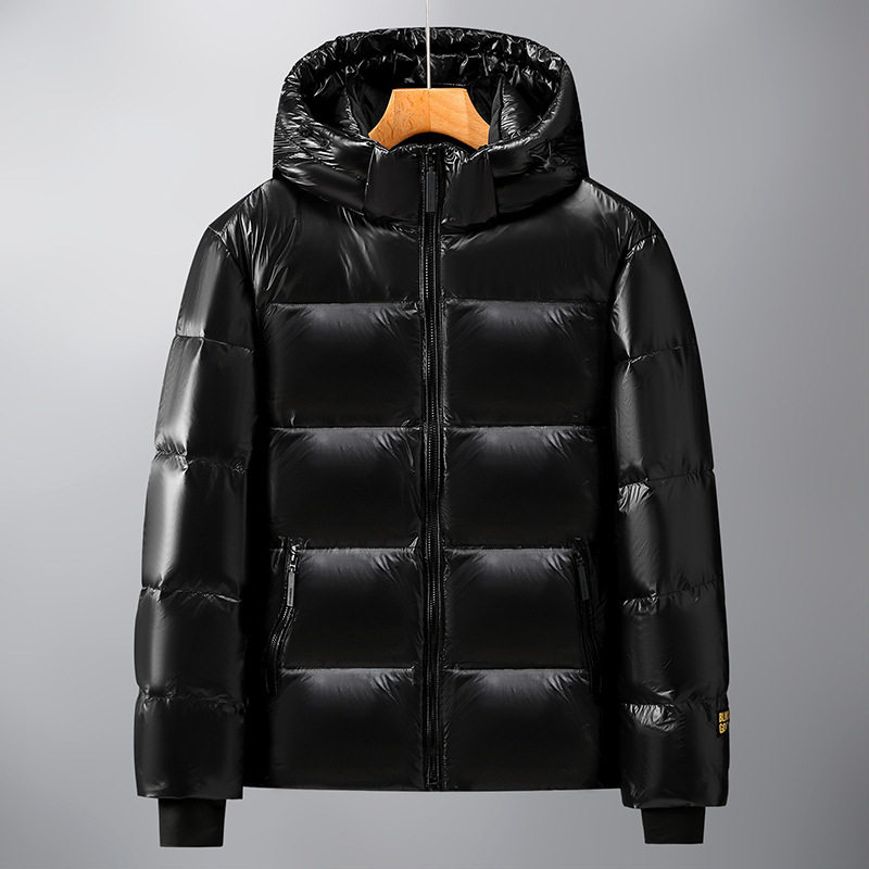 黑金短款连帽羽绒服男女同款加厚保暖男士情侣外套冬季户外面包服