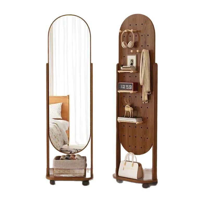 Perforated Board Dressing Mirror, Rotating Full-Length Mirror, Removable Floor-To-Ceiling Mirror, Home Clothes Rack, Integrated Mirror, Fitting Mirror