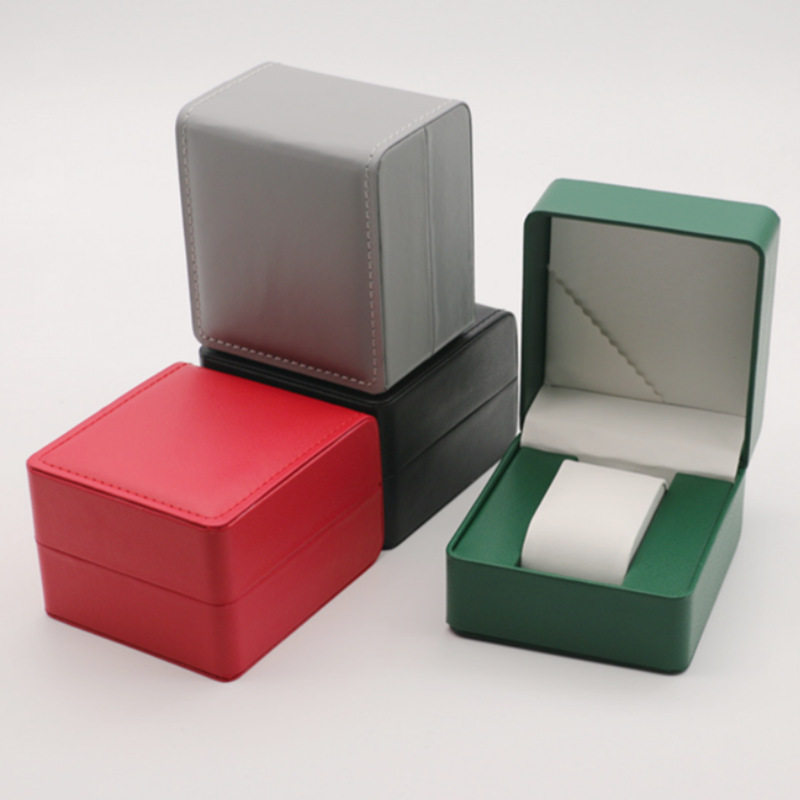 Litchi PU Leather Watch Box Advanced Business Watch Box Gift Box Flip Jewelry Storage Packaging Rounded Watch Box