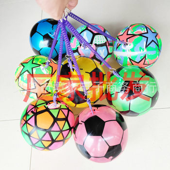 With spring rope chain ring Football children's inflatable toy ball baby small football kindergarten dance hand ball