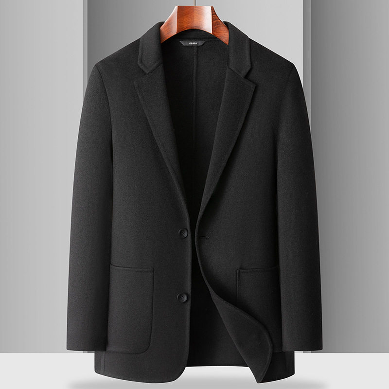 Áo Vest Nam Ngắn Hai Mặt Vải Wool Có Lớp Lông Vũ Tháo Rời Dày Dặn