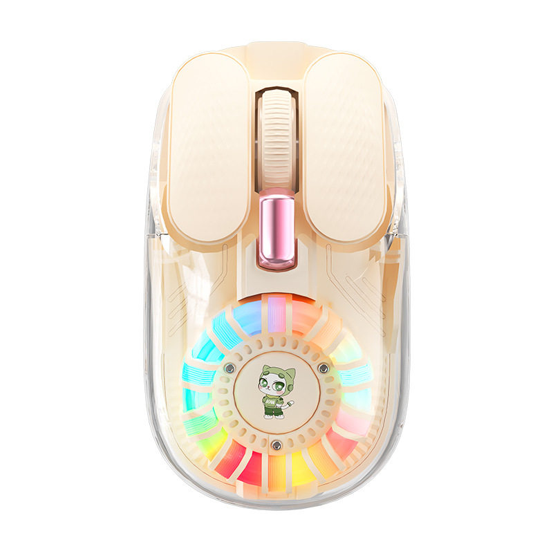 Md508Lbow Hangshi Transparent Backlit Wireless Bluetooth Dual-Mode Mouse Charging Silent 2025 New Model Cross-Border