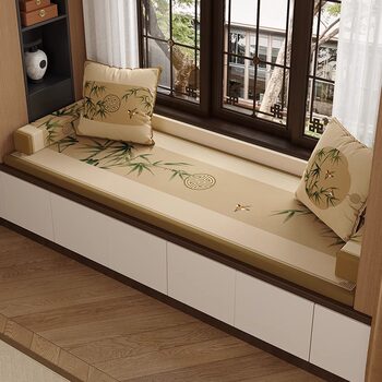 [Bamboo Branch Word] Chinese-style Bay Window Cushion Window Cushion Light Luxury High-density Sponge Rosewood Sofa Cushion