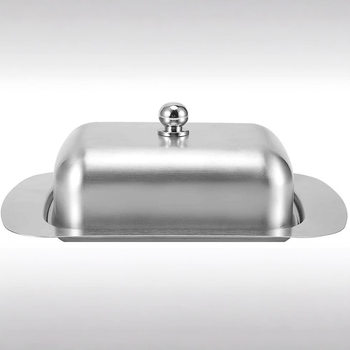 Stainless Steel Butter Plate with Lid Butter Plate Butter Plate Cheese Butter Box Cheese Fresh-keeping Box Western Restaurant Amazon