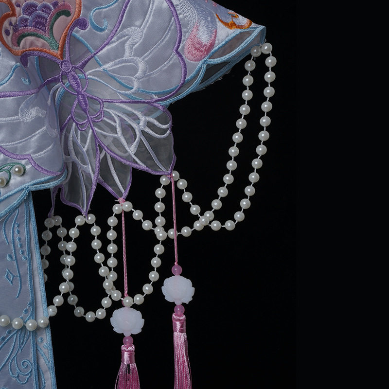 New Hanfu Horse Face Dress Cloud Shoulder Student Graduation Bachelor's Dress Shawl Fake Collar Decorative Cheongsam Dress Cloud Shoulder Blue