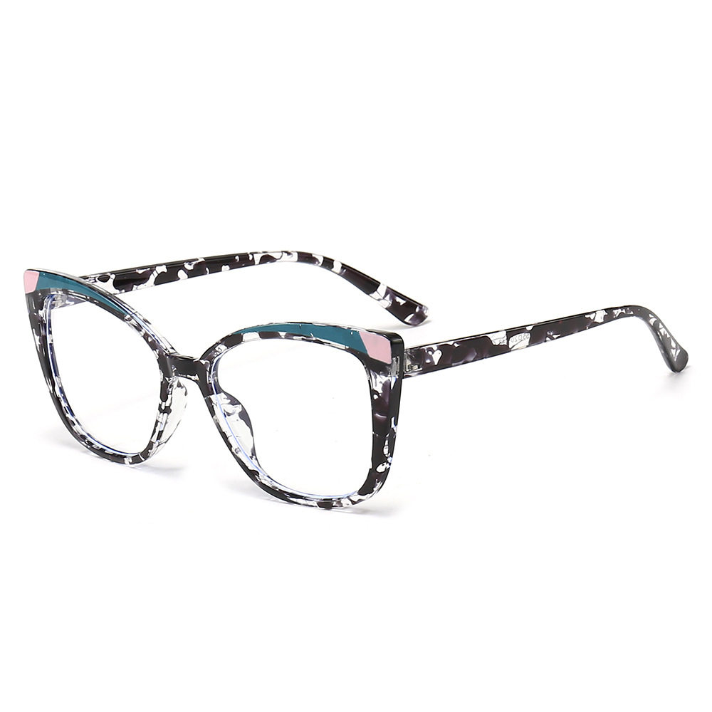 Color matching cat eye women's glasses frame TR90 anti-blue light plain glasses European and American ins Internet celebrity same style optical glasses frame