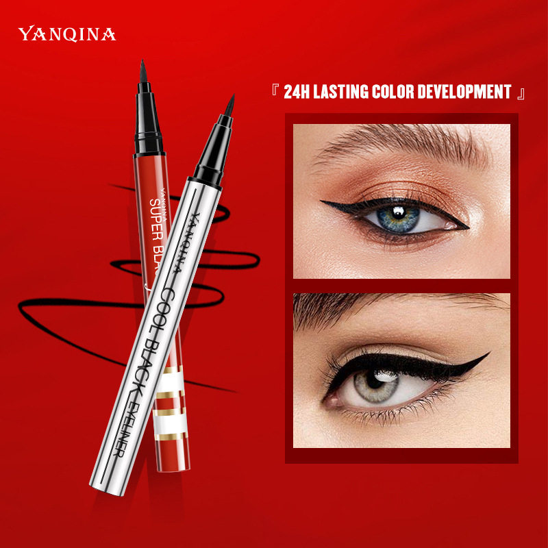 Yanqina Silver Tube Eyeliner Quick-Drying Long-Lasting Cool Black Big Eye Waterproof Liquid Eyeliner Pen Southeast Asia