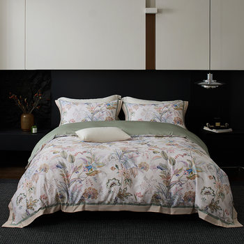 All Channels | American Pastoral Xinjiang Long-Staple Cotton Four-Piece Set with Floral Print for All Seasons, Soft and Skin-Friendly for Work Clothing