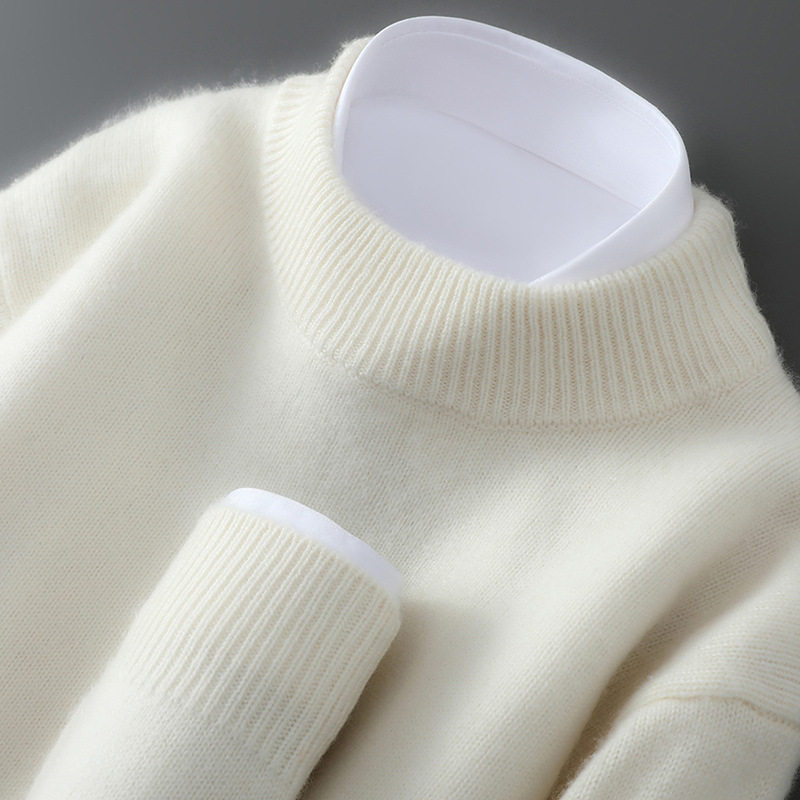 羊毛衫男士100纯羊毛套头半高领毛衣秋冬新款宽松针织打底羊绒衫